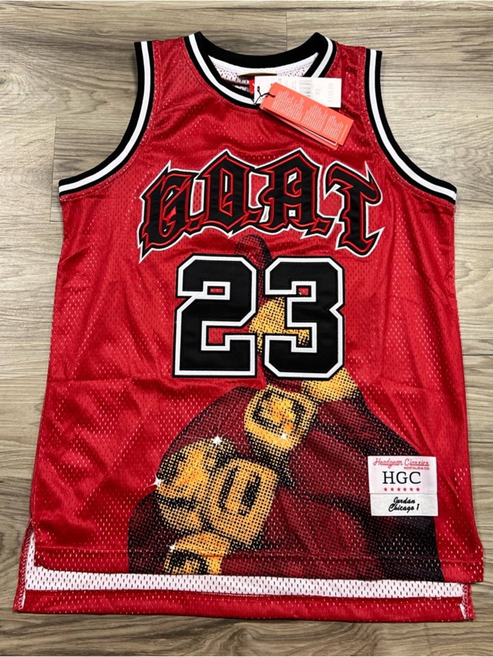 Headgear Classics Michael Jordan GOAT 6 Rings #23 Basketball Jersey Men XS $125